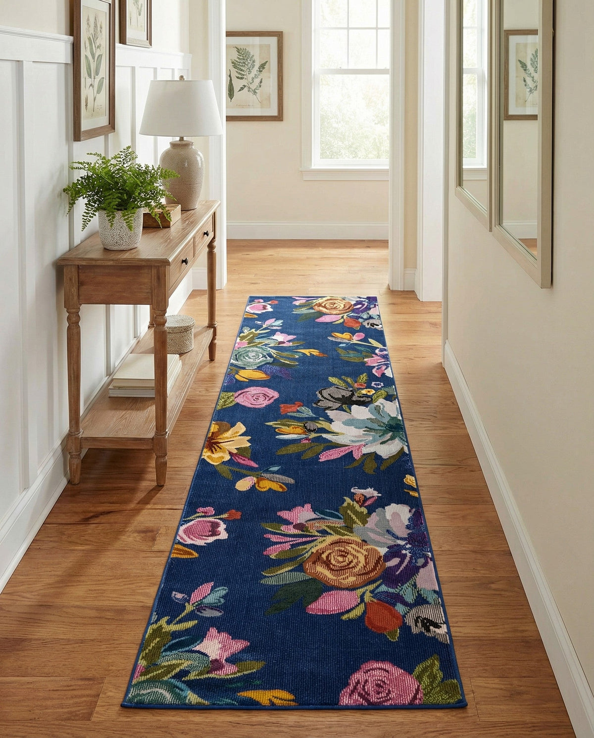 Meadow Breeze Collection Area Rug - Wildflower Runner Blue  lifestyle 72