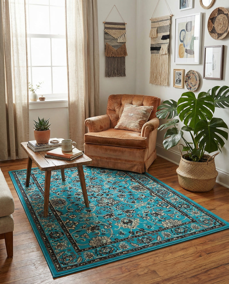 Isfahan Elegance Collection Area Rug - Naghsh-e Jahan (Turquoise) Rectangle Turquoise  lifestyle 8