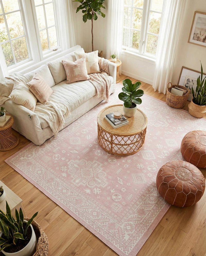 Tribal Terrace Treasures Collection Area Rug -  Incan Isle (Pink) Rectangle Pink  lifestyle 37