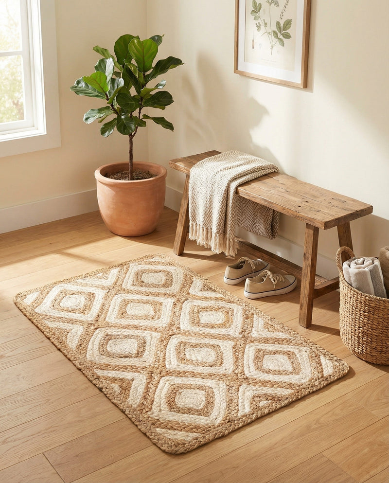 Woven Seaside Jute Collection Area Rug - Marina Rectangle Natural  lifestyle 9