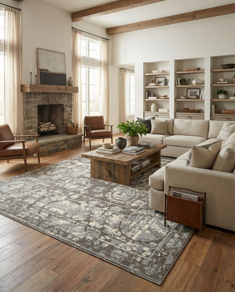 Horizon Collection Area Rug -  Zenith Rectangle Gray  lifestyle 44