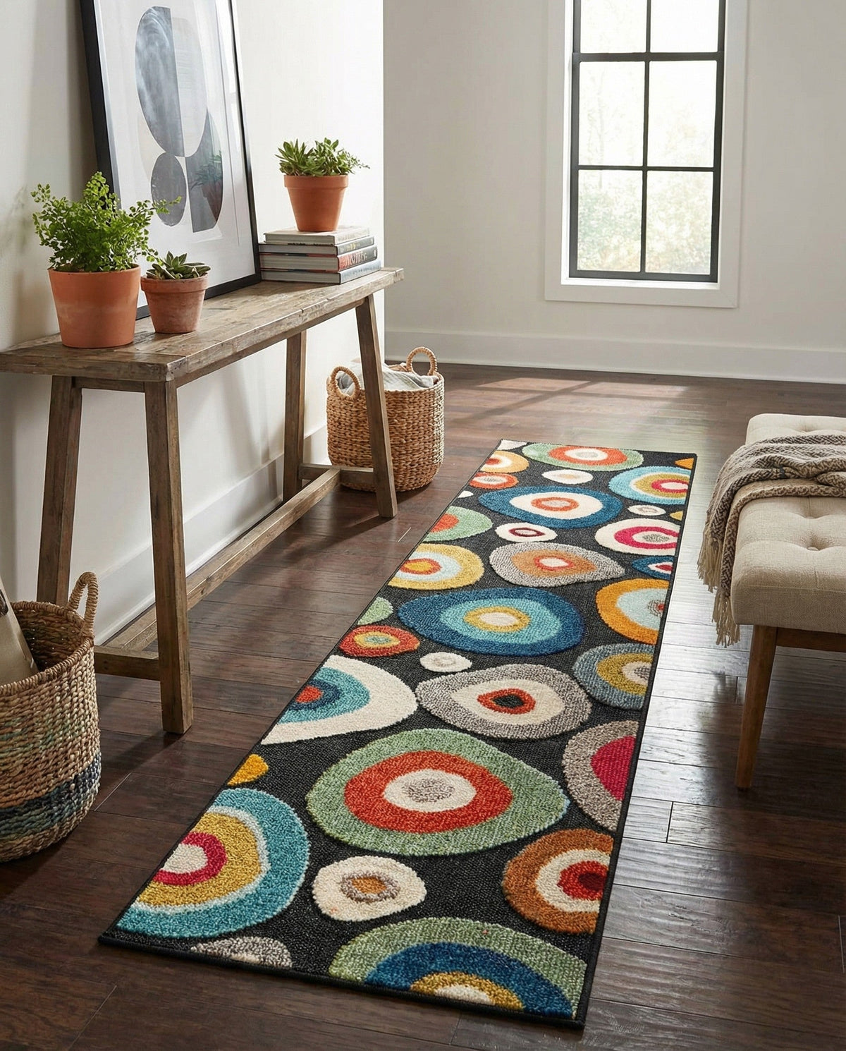Outdoor Marrakesh Collection Area Rug -  Chefchaouen Runner Multi Black  lifestyle 136
