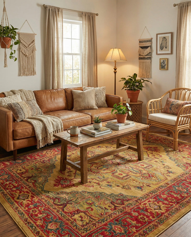 Persian Elegance Collection Area Rug -  Golestan Rectangle Tan  lifestyle 28