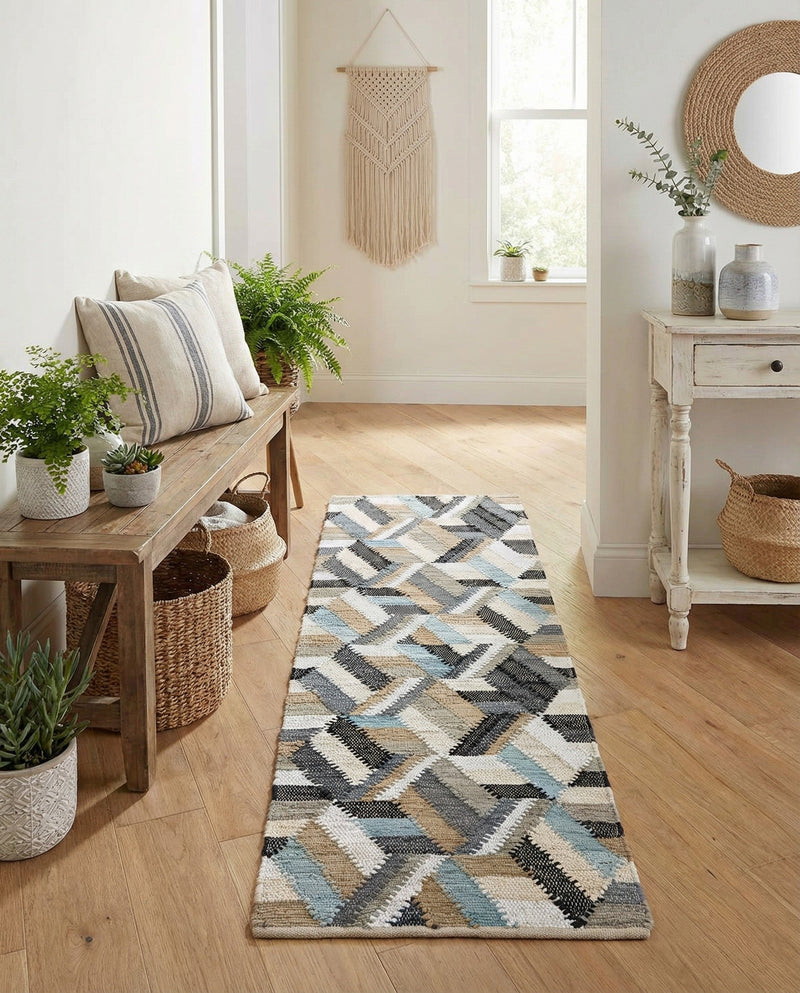 Thar Cotton Collection Area Rug -  Cochin Runner Blue  lifestyle 34