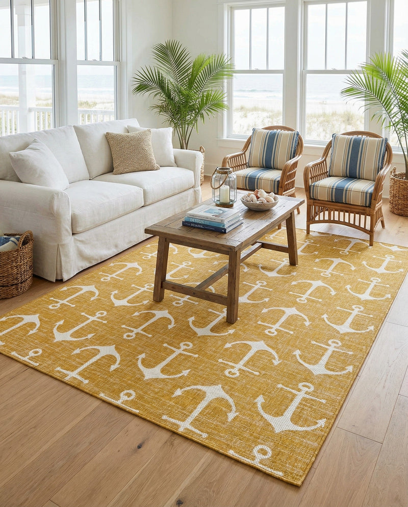 Seaside Haven Rugs Collection Area Rug - Sapphire (Yellow) Rectangle Yellow  lifestyle 15
