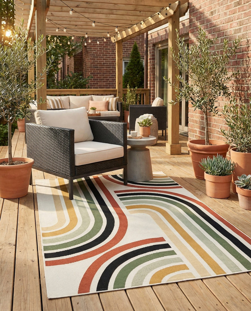 Urban Terrace Collection Area Rug -  Piazza Rectangle Multi  lifestyle 11