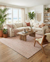 Coastal Haven Striped Jute Collection Area Rug - Marina Rectangle Pink and Gray  lifestyle 26