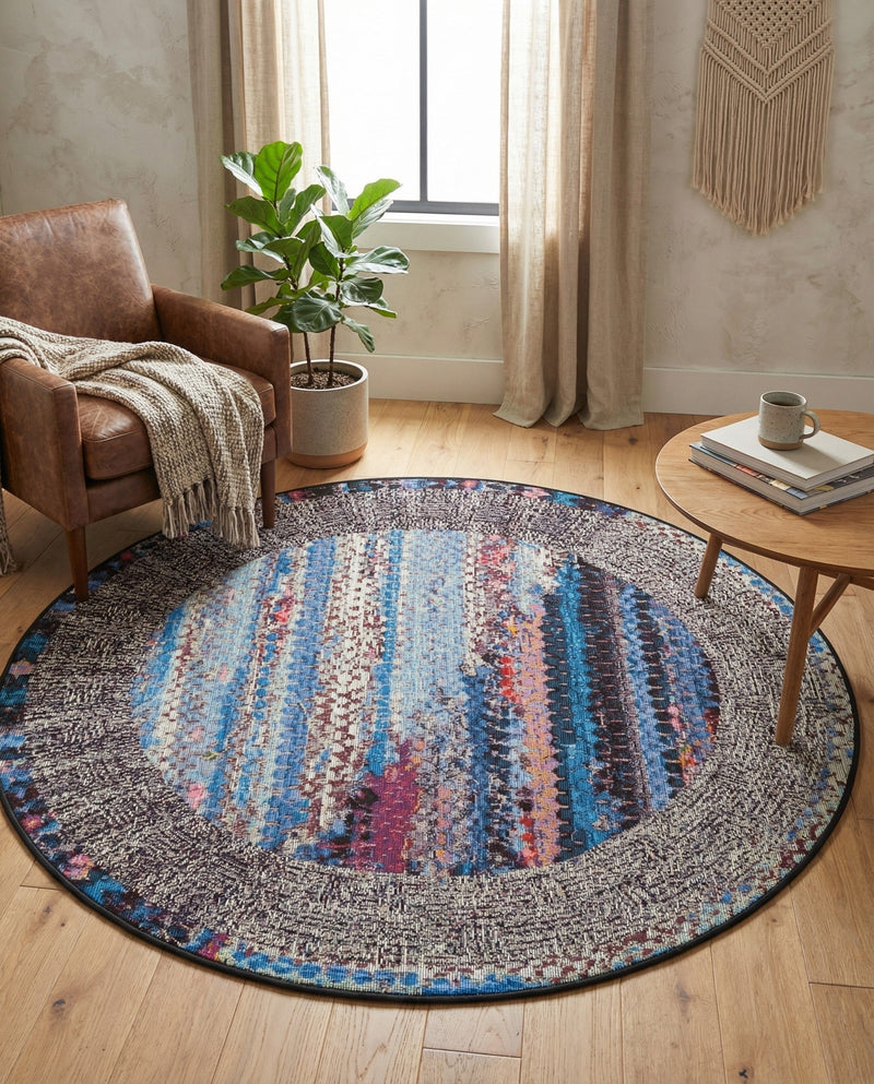 Urban Terrace Collection Area Rug -  Oasis Round Multi  lifestyle 77
