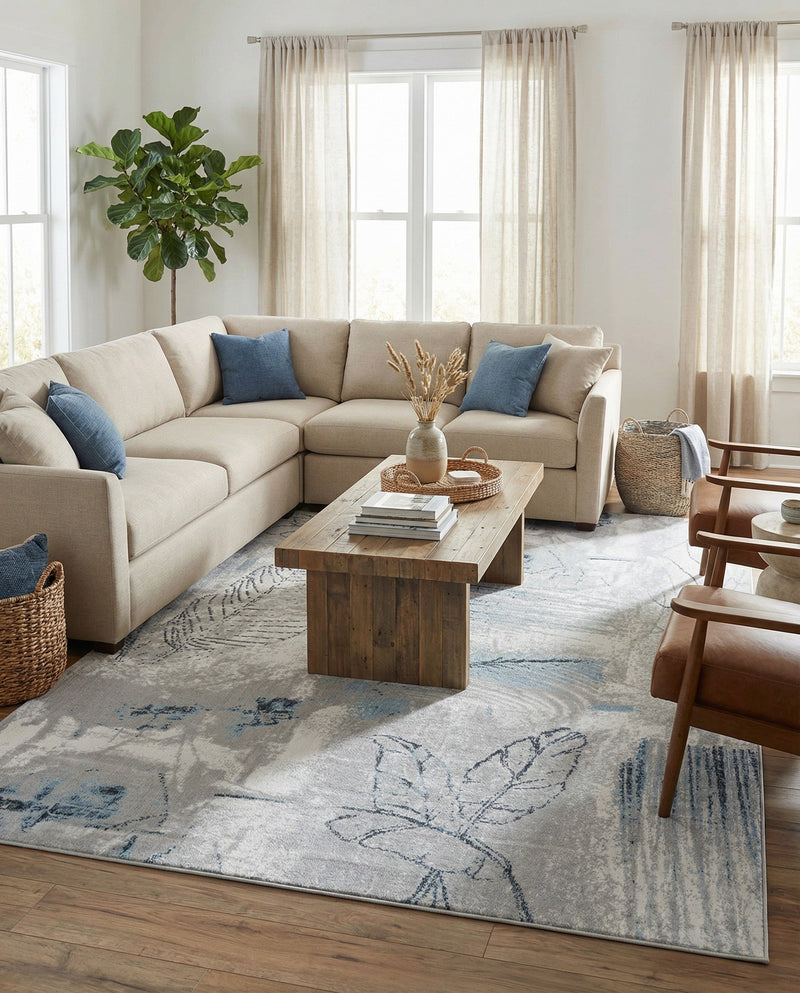 Aegean Elegance Washables Collection Area Rug -  Paros Rectangle Ivory Gray  lifestyle 3
