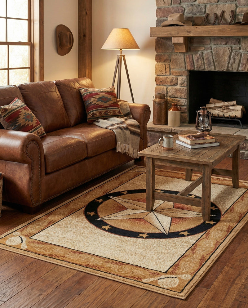 Frontier Trails Collection Area Rug - Redwood Rectangle Ivory Brown  lifestyle 12