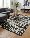 Urban Terrace Collection Area Rug -  Queens Rectangle Black and White  lifestyle 20