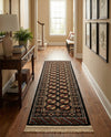 Samarkand Elegance Collection Area Rug -  Margilan (Black) Runner Black  lifestyle 70