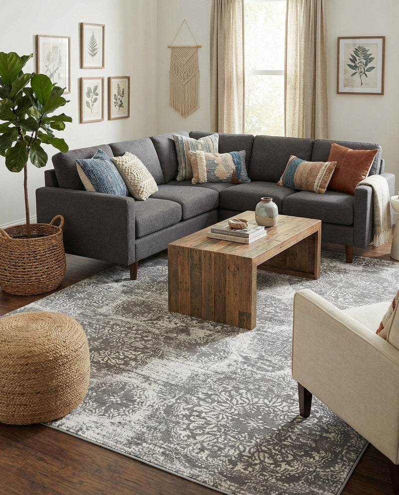Riviera Elegance Collection Area Rug -  Monaco (Gray) Rectangle Gray  lifestyle 12