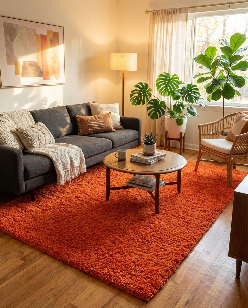 Plush Oasis Collection Area Rug - Serenity (Tiger Orange) Rectangle Tiger Orange  lifestyle 10