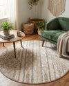 Cascade Range Collection Area Rug - Hood (Ivory) Round Ivory  lifestyle 33