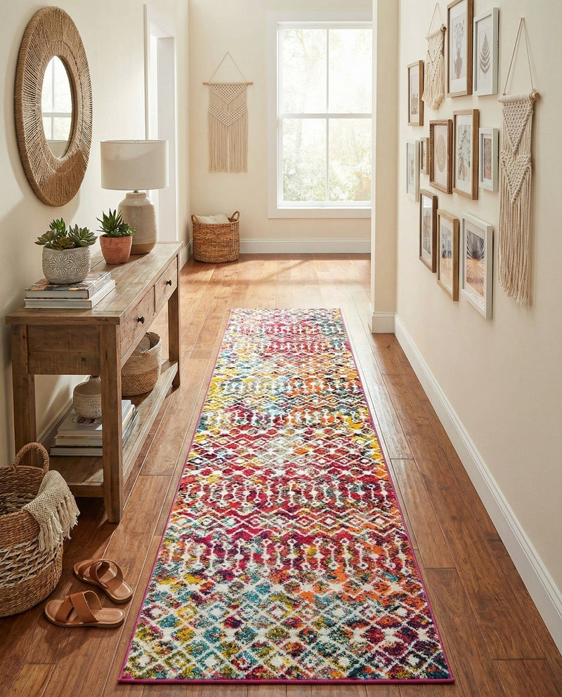 Mediterranean Lattice Collection Area Rug - Santorini (Multi) Runner Multi  lifestyle 73