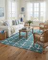 Seaside Haven Rugs Collection Area Rug - Sapphire (Teal) Rectangle Teal  lifestyle 18