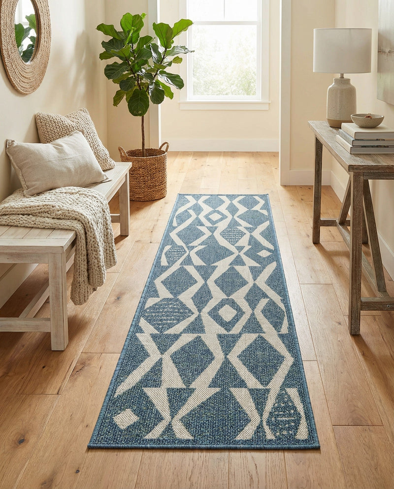 Coastal Terrace Collection Area Rug -  Tidepool Runner Blue  lifestyle 63