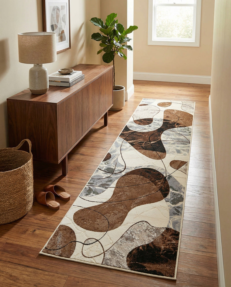 Urban Terrace Collection Area Rug -  Garden Runner Brown and White  lifestyle 43