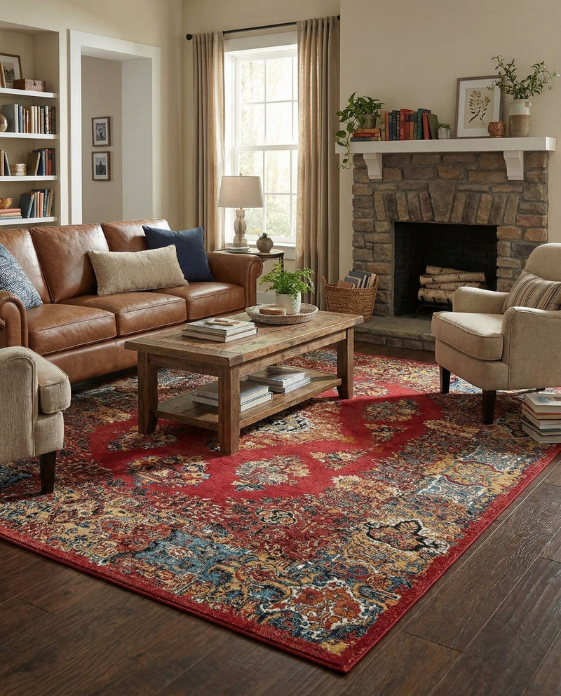 Patio Heritage Collection Area Rug -  Terrace Rectangle Antique Red  lifestyle 23