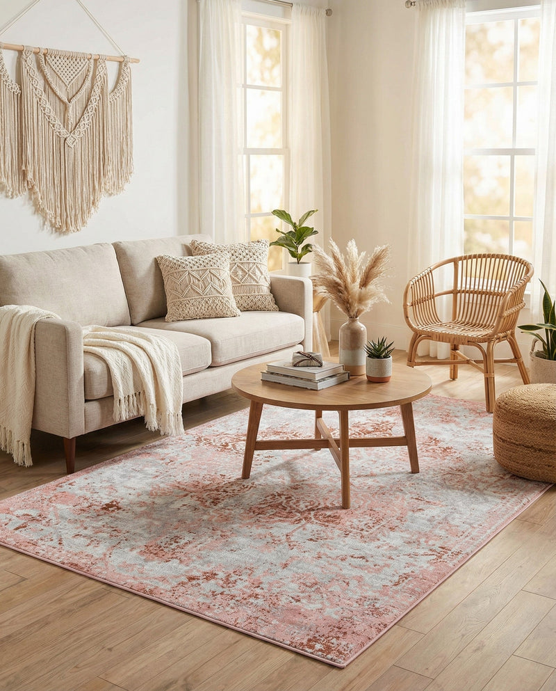 Aegean Elegance Washables Collection Area Rug -  Serifos Rectangle Rose Pink  lifestyle 35
