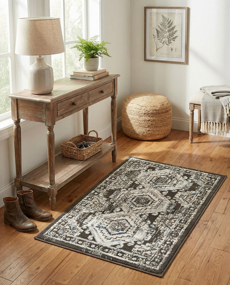 Savannah Elegance Collection Area Rug -  Tybee (Gray) Rectangle Gray  lifestyle 14
