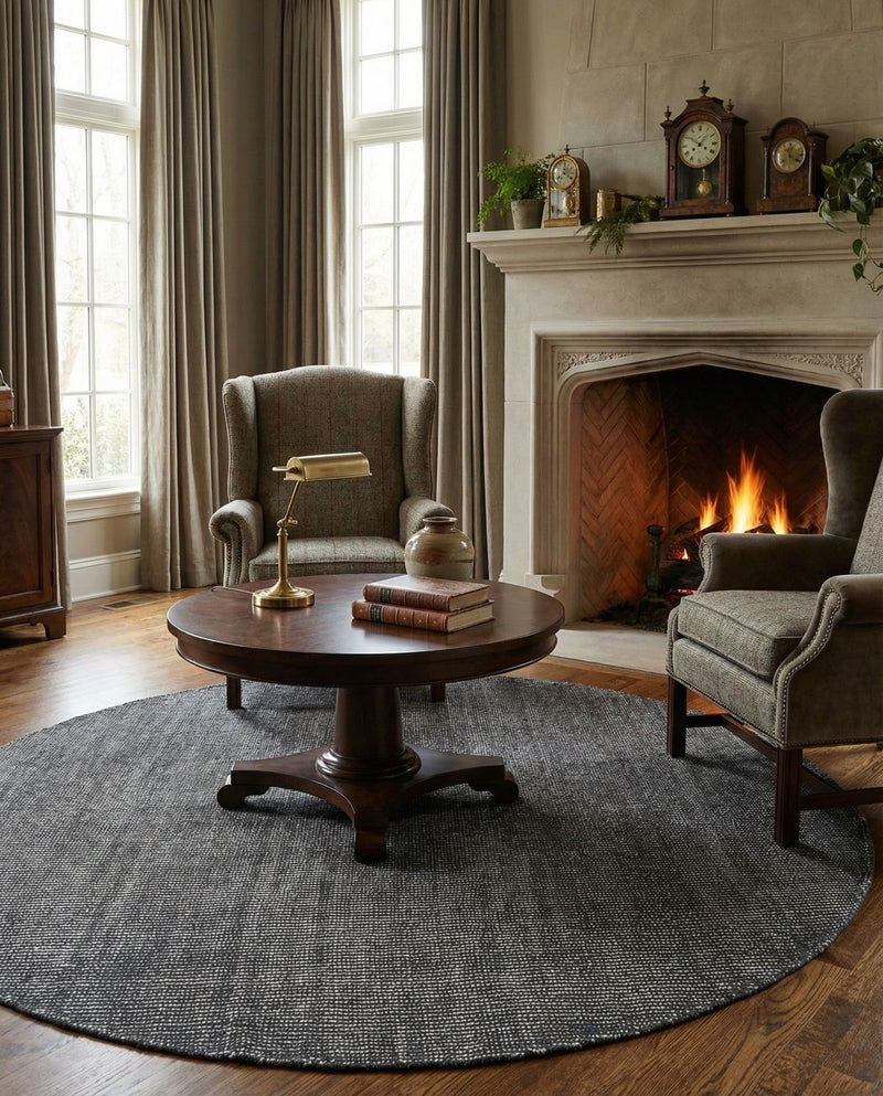Berkshire Estate Collection Area Rug - Windsor (Earl Grey) Round Earl Grey  lifestyle 79