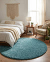 Cozy Comfort Shag Collection Area Rug - Haven (Turquoise) Round Turquoise  lifestyle 30