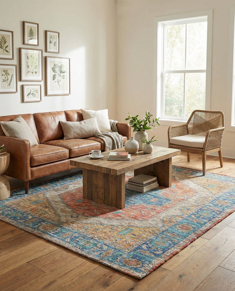Savannah Threads Collection Area Rug - Charleston Rectangle Orange Yellow  lifestyle 15