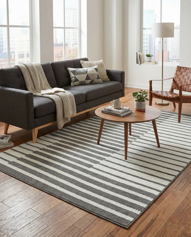 Copenhagen Edge Collection Area Rug -  Vesterbro Rectangle Gray  lifestyle 26