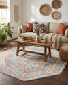 Seville Stripes Collection Area Rug -  Granada (Brick Red) Octagon Brick Red  lifestyle 70