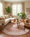 Tribal Terrace Treasures Collection Area Rug -  Incan Isle (Rust Red) Round Rust Red  lifestyle 50
