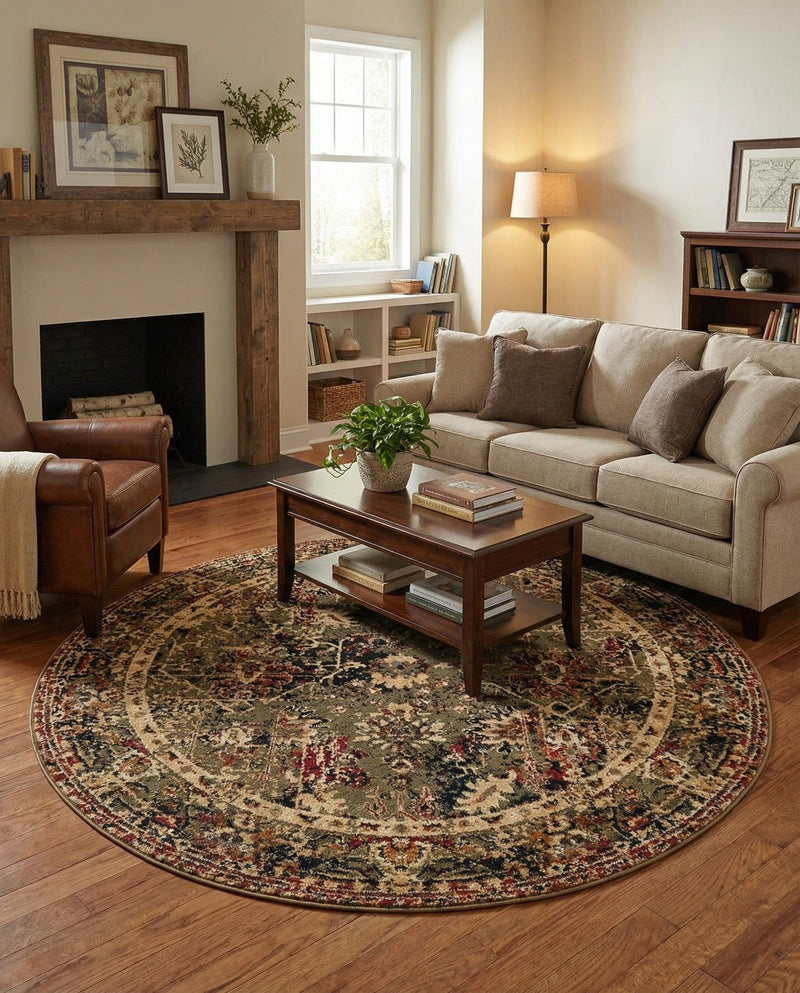 Neptune Elegance Collection Area Rug -  Galatea (Green) Round Green  lifestyle 70