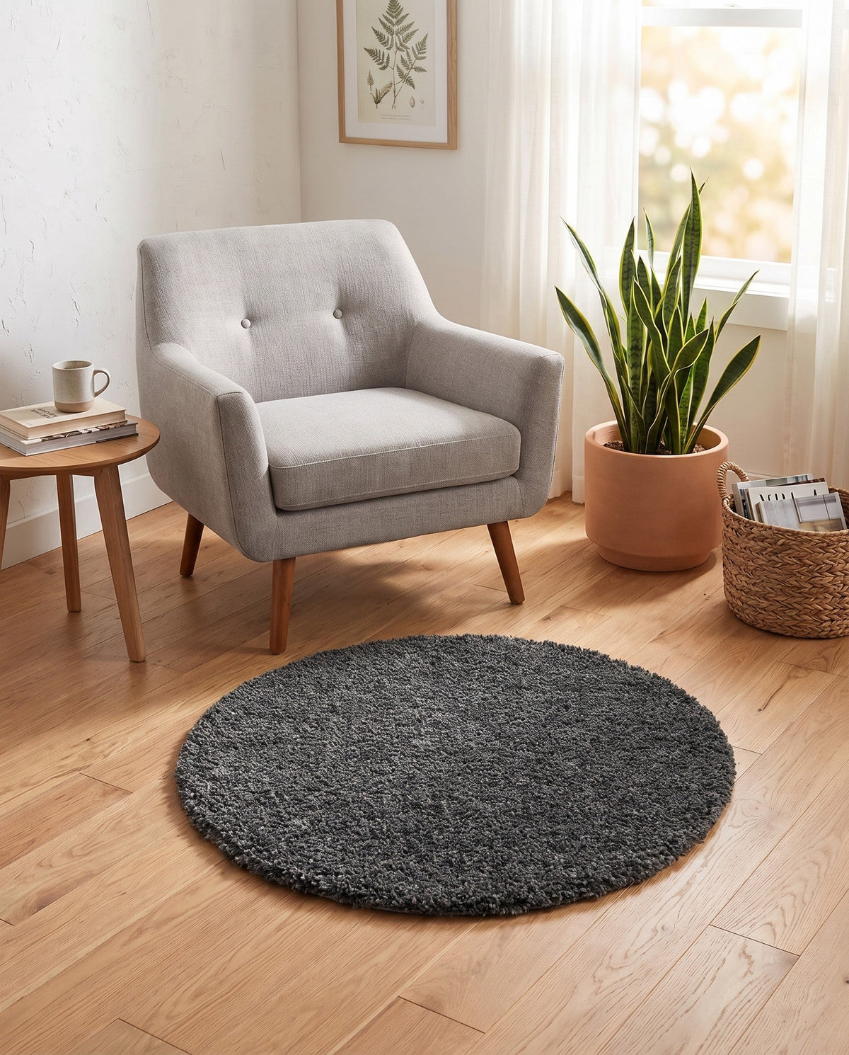 Alpine Plush Collection Area Rug -  Cortina (Peppercorn) Round Peppercorn  lifestyle 101