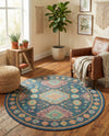 Coastal Terrace Collection Area Rug -  Dunes Round Navy Blue  lifestyle 77