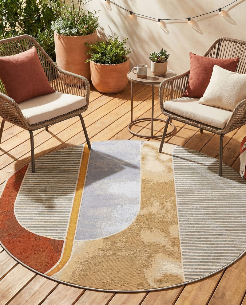 Urban Terrace Collection Area Rug -  Deck Round Multi  lifestyle 69