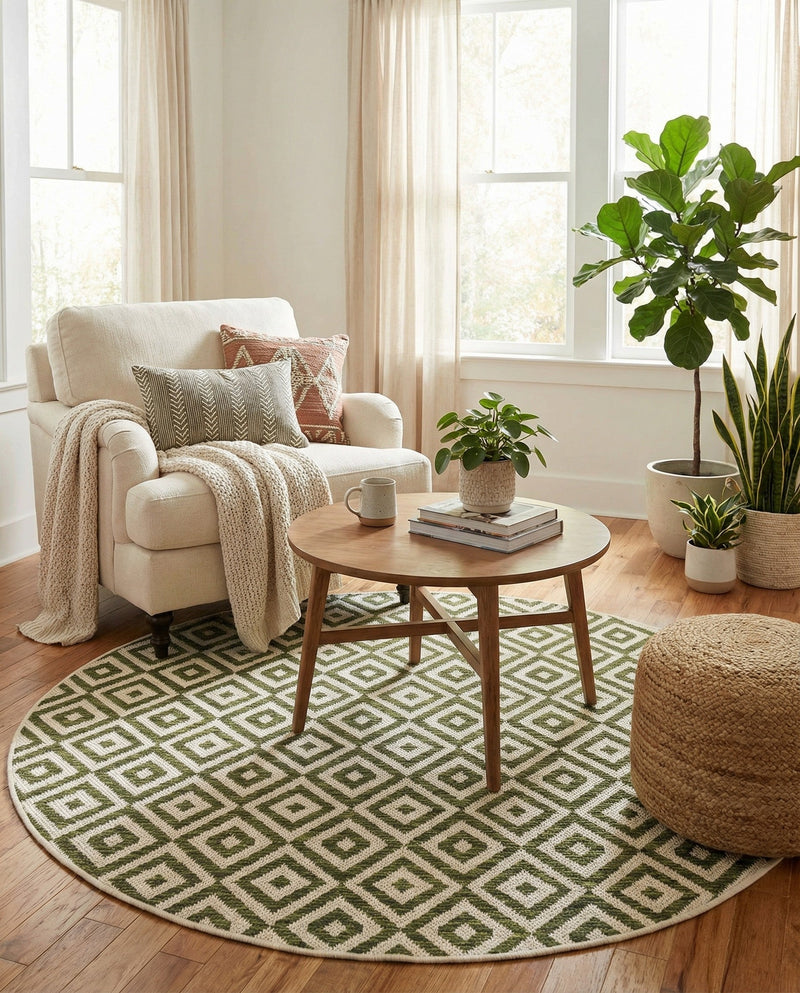 Urban Oasis Rugs Collection Area Rug -  Rooftop (Green) Round Green  lifestyle 19