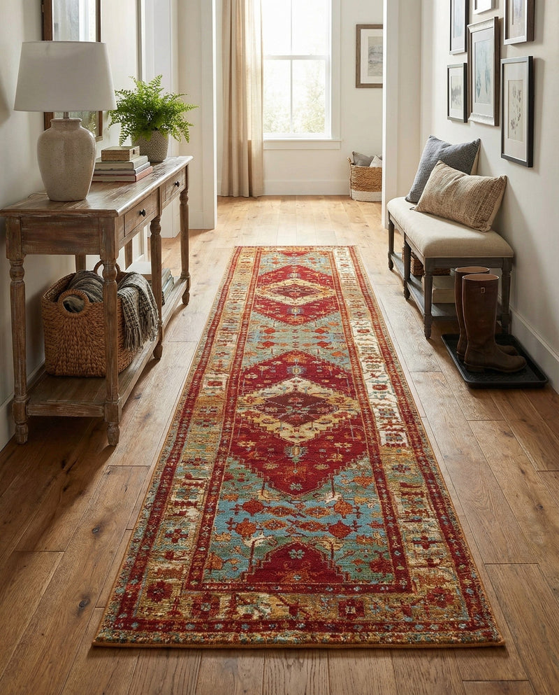 Patio Heritage Collection Area Rug -  Arbor Runner Red Green Blue  lifestyle 69