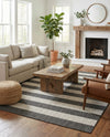 Seaside Stripes Collection Area Rug -  Veranda Rectangle Charcoal Gray  lifestyle 14