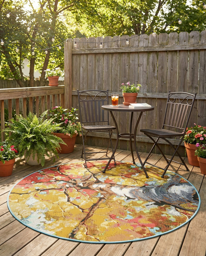 Seaside Blooms Collection Area Rug - Eden Round Multi  lifestyle 40