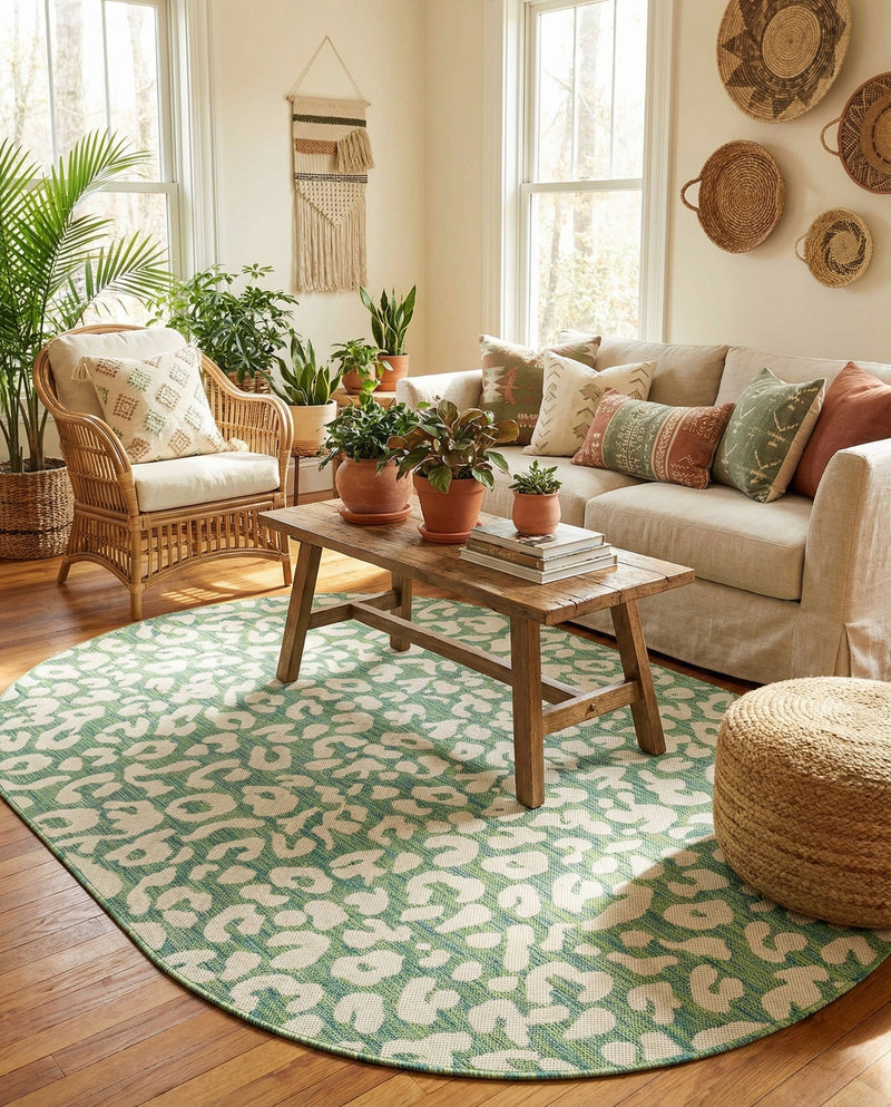 Savannah Escape Collection Area Rug -  Amazon (Green Blue) Oval Green Blue  lifestyle 71