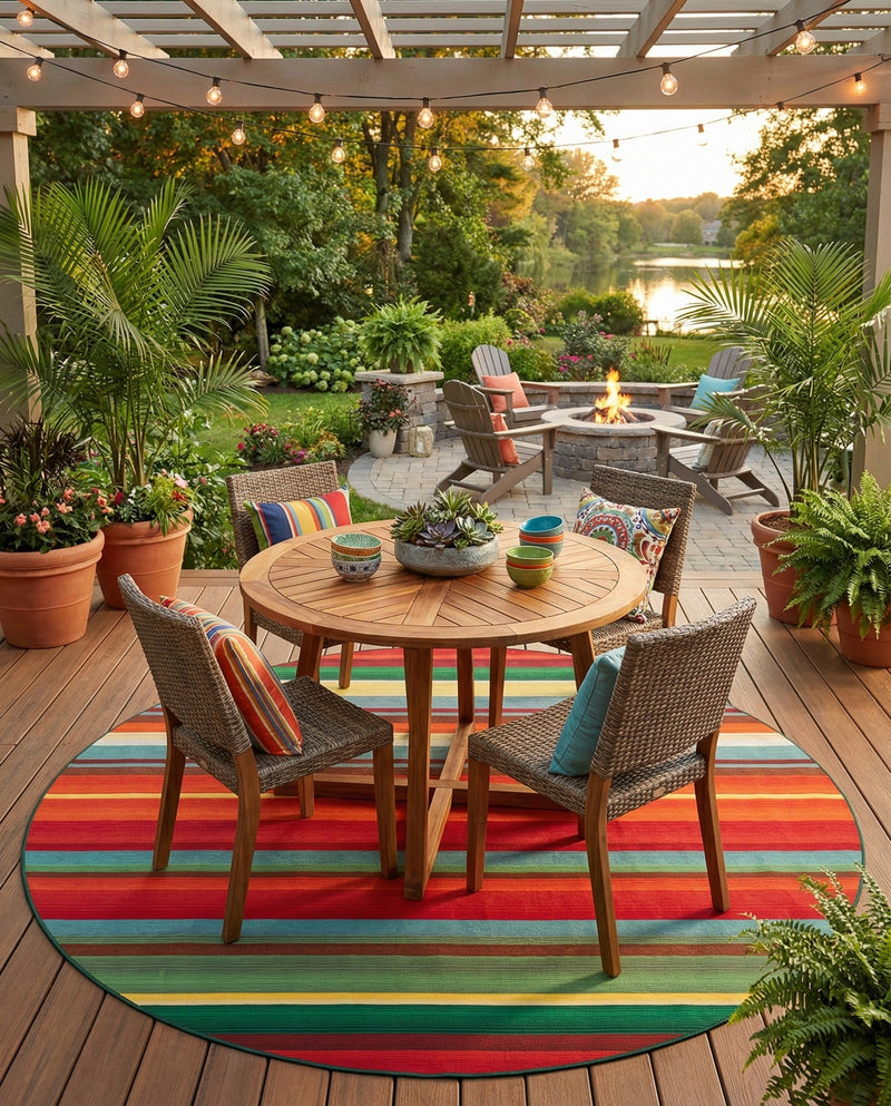 Urban Terrace Collection Area Rug -  Canopy Round Multi  lifestyle 24