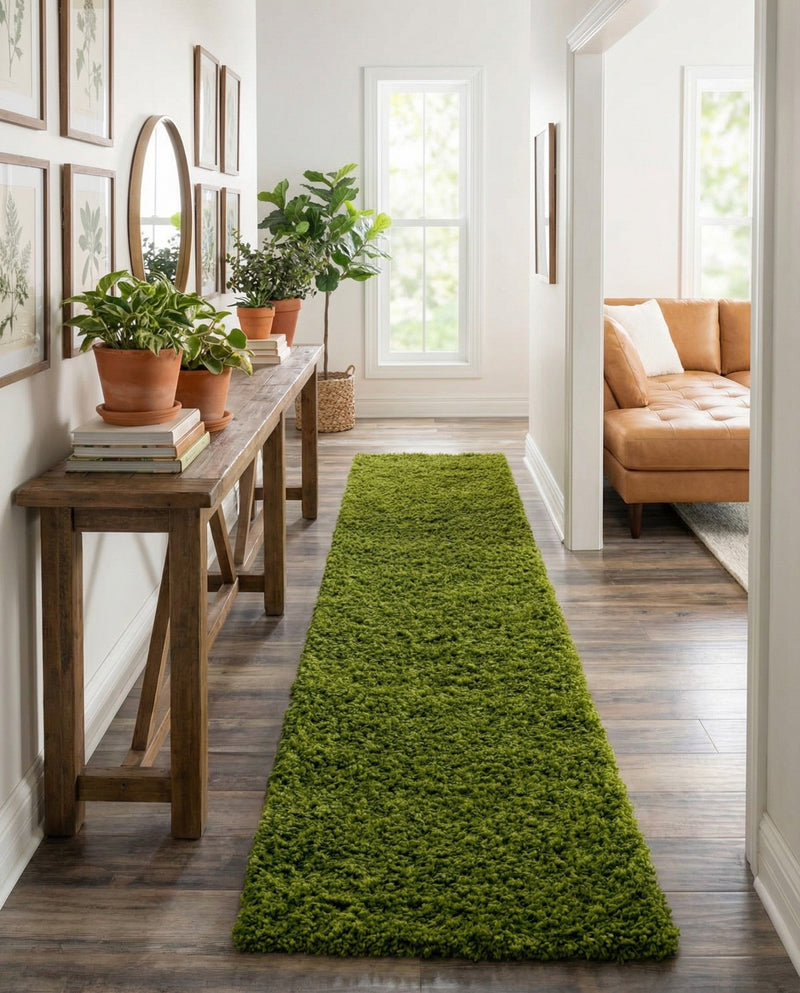Plush Oasis Collection Area Rug - Serenity (Grass Green) Runner Grass Green  lifestyle 47