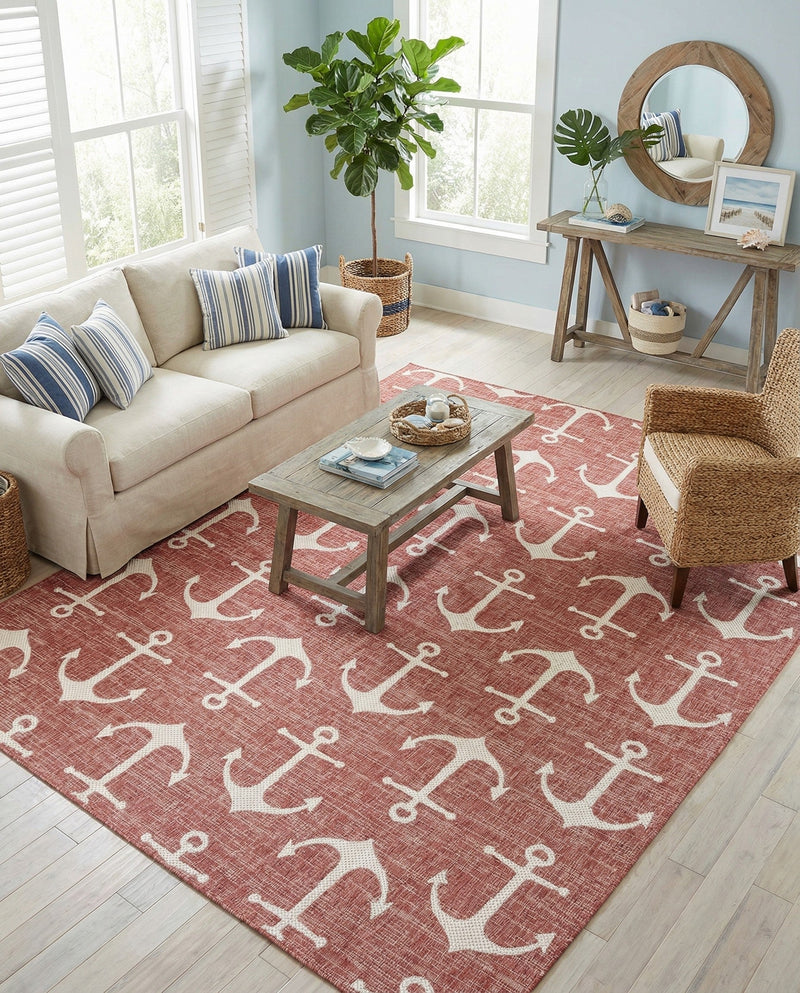Seaside Haven Rugs Collection Area Rug - Sapphire (Rust Red) Rectangle Rust Red  lifestyle 4