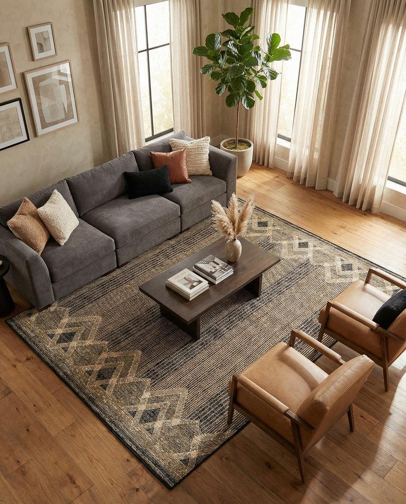 Urban Terrace Collection Area Rug -  Loft Rectangle Charcoal  lifestyle 36