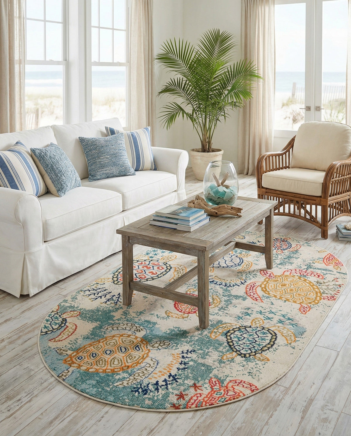 Sorrento Shores Collection Area Rug -  Massa Oval Beige  lifestyle 64