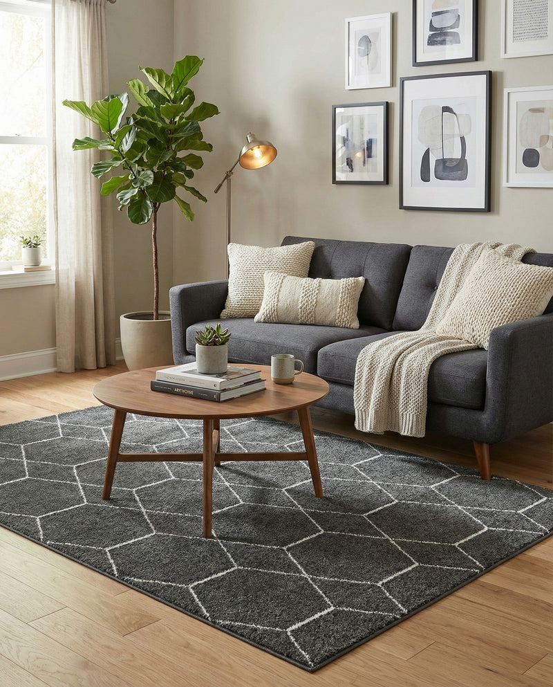 Trellis Mosaic Collection Area Rug - Arborville (Dark Gray) Rectangle Dark Gray  lifestyle 5