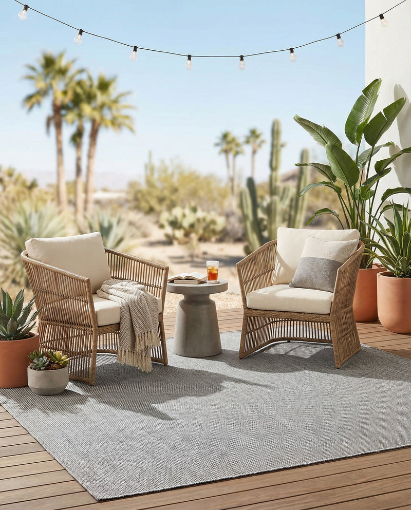 Jill Zarin Sedona Oasis Outdoor Collection Area Rug - Coconino (Silver Stars) Square Silver Stars  lifestyle 52