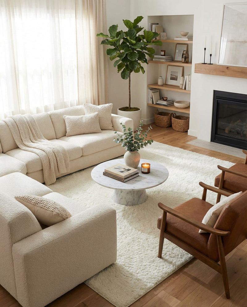 Cozy Comfort Shag Collection Area Rug - Haven (White) Rectangle White  lifestyle 5