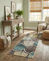 Outdoor Marrakesh Collection Area Rug -  Rabat Runner Gray Blue Ivory  lifestyle 61